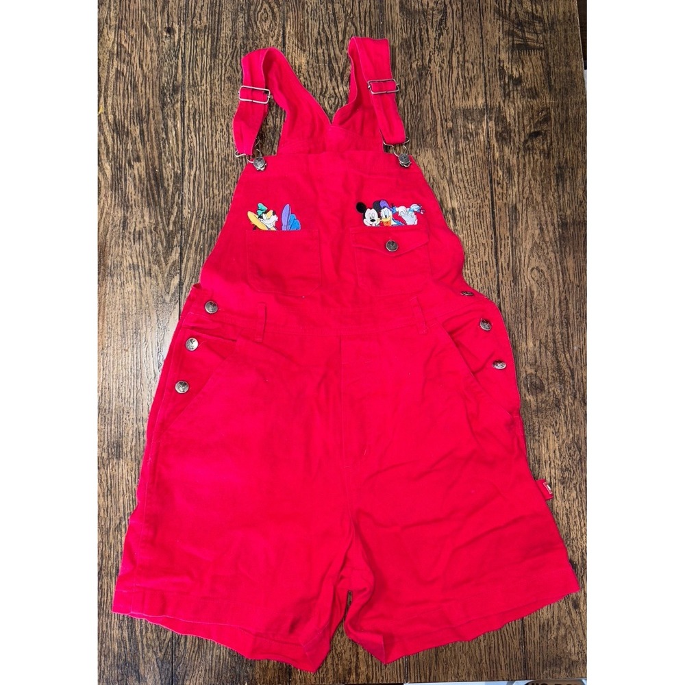 vintage mickey and friends embroidered shortall Adlt medium red Mickey unlimited